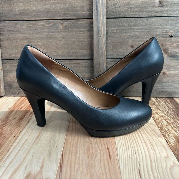 Clarks Brier Dolly Dress Pumps High Heels Platform Ortholite Footbed Black Sz 7 - Picture 1 of 16